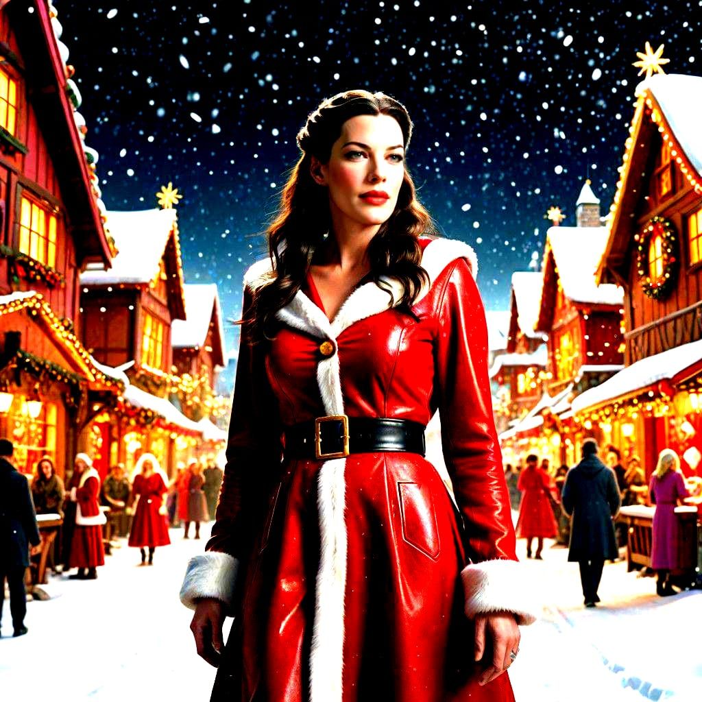 Liv Tyler as Elegant Mrs Claus in Festive North Pole Setting