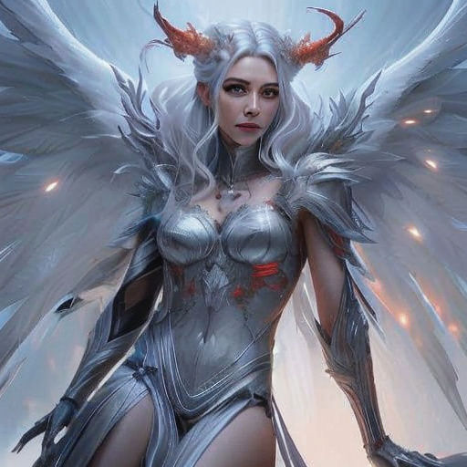 Fallen Angel in Bioluminescent Armor with Gold Wings