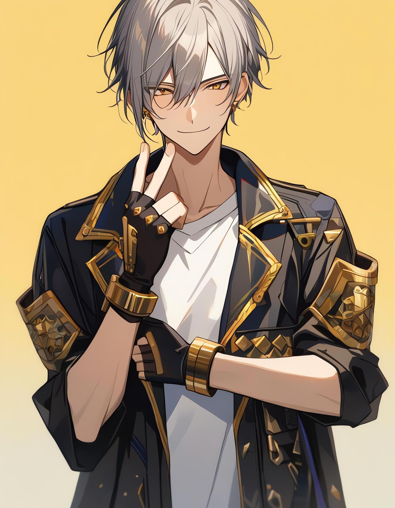 Aesthetic Bishounen with Golden Accessories