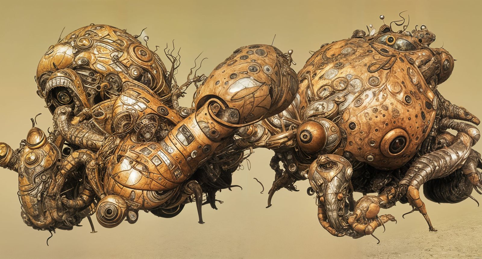 Futuristic Cityscape with Bizarre Creatures