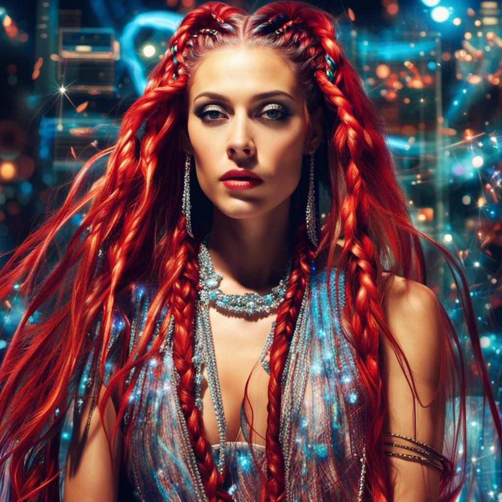 Armenian Woman in Space in Nanopunk Style