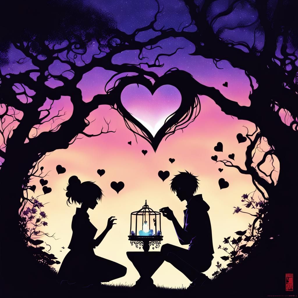 Black Light Marriage Proposal in Anime Style