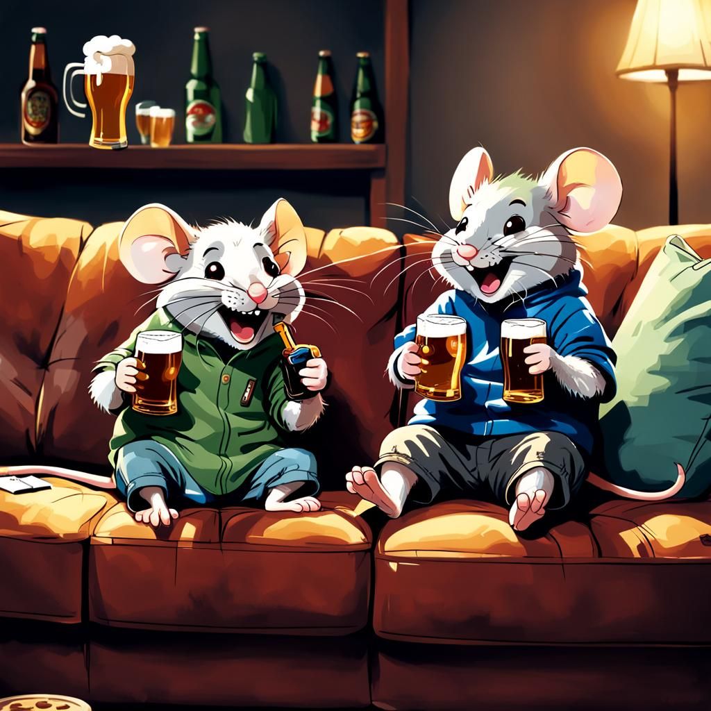Mice Best Friends Playing Video Games