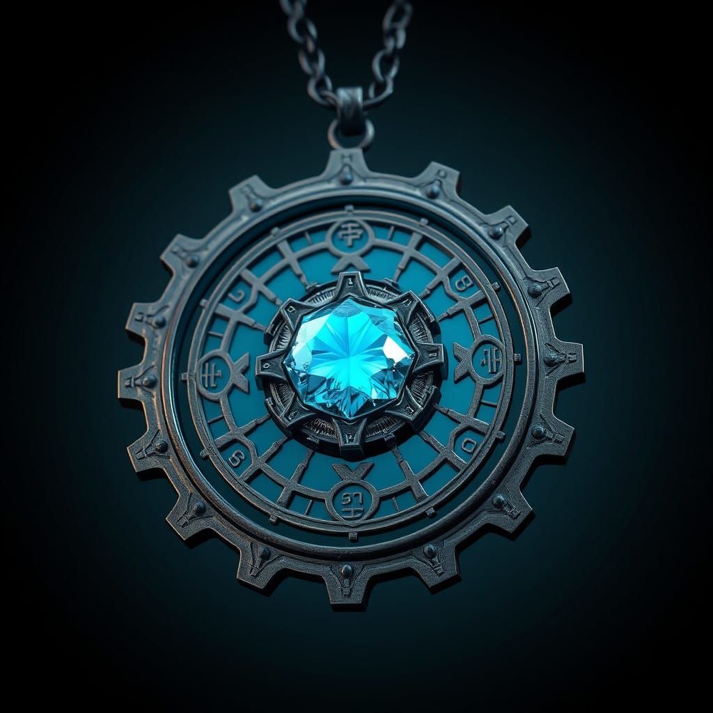 Steampunk Dwemer Amulet with Aetherium Gemstone