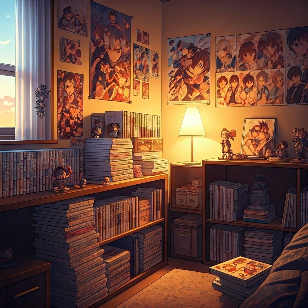 Anime-Inspired Cozy Manga Room Sanctuary