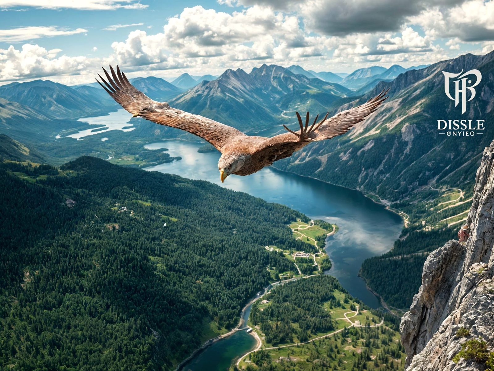 Eagle's Aerial View of Summer Landscape