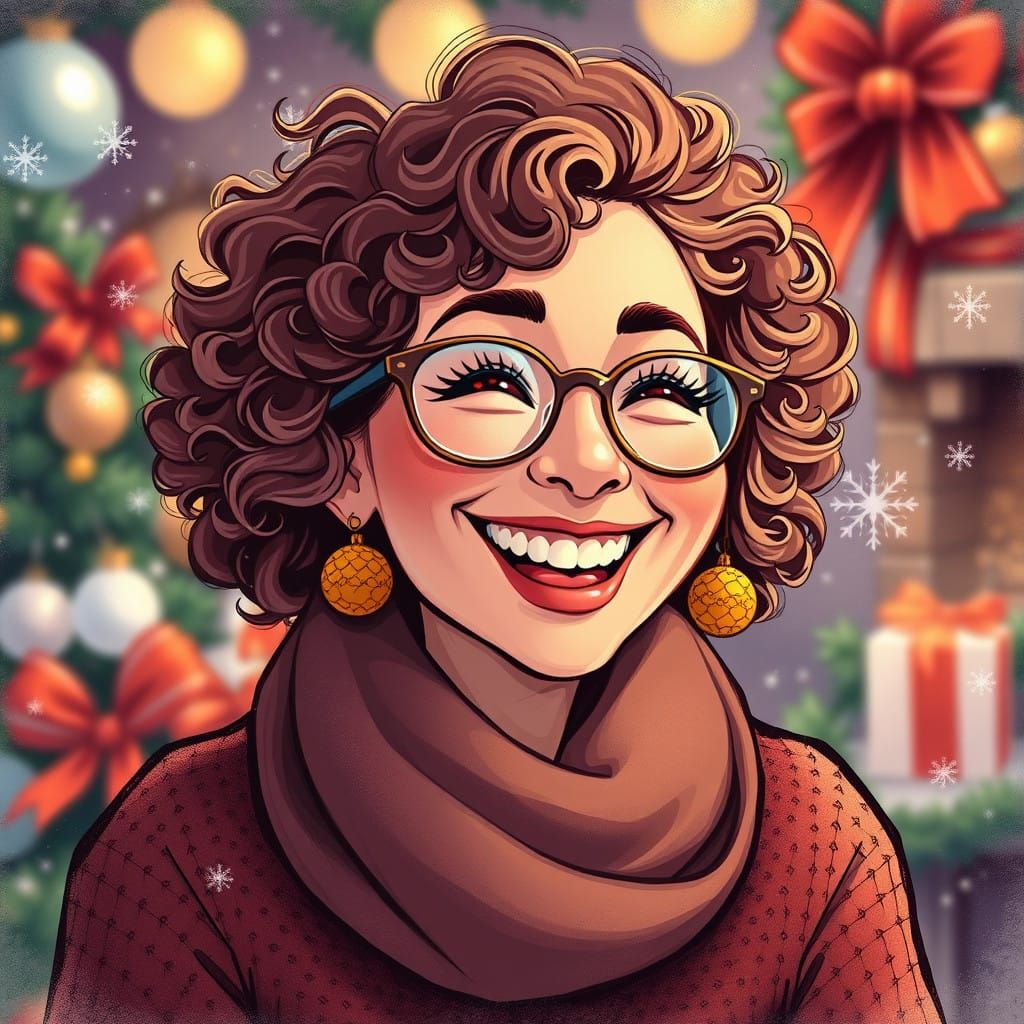 Joyful Woman in Festive Christmas Setting