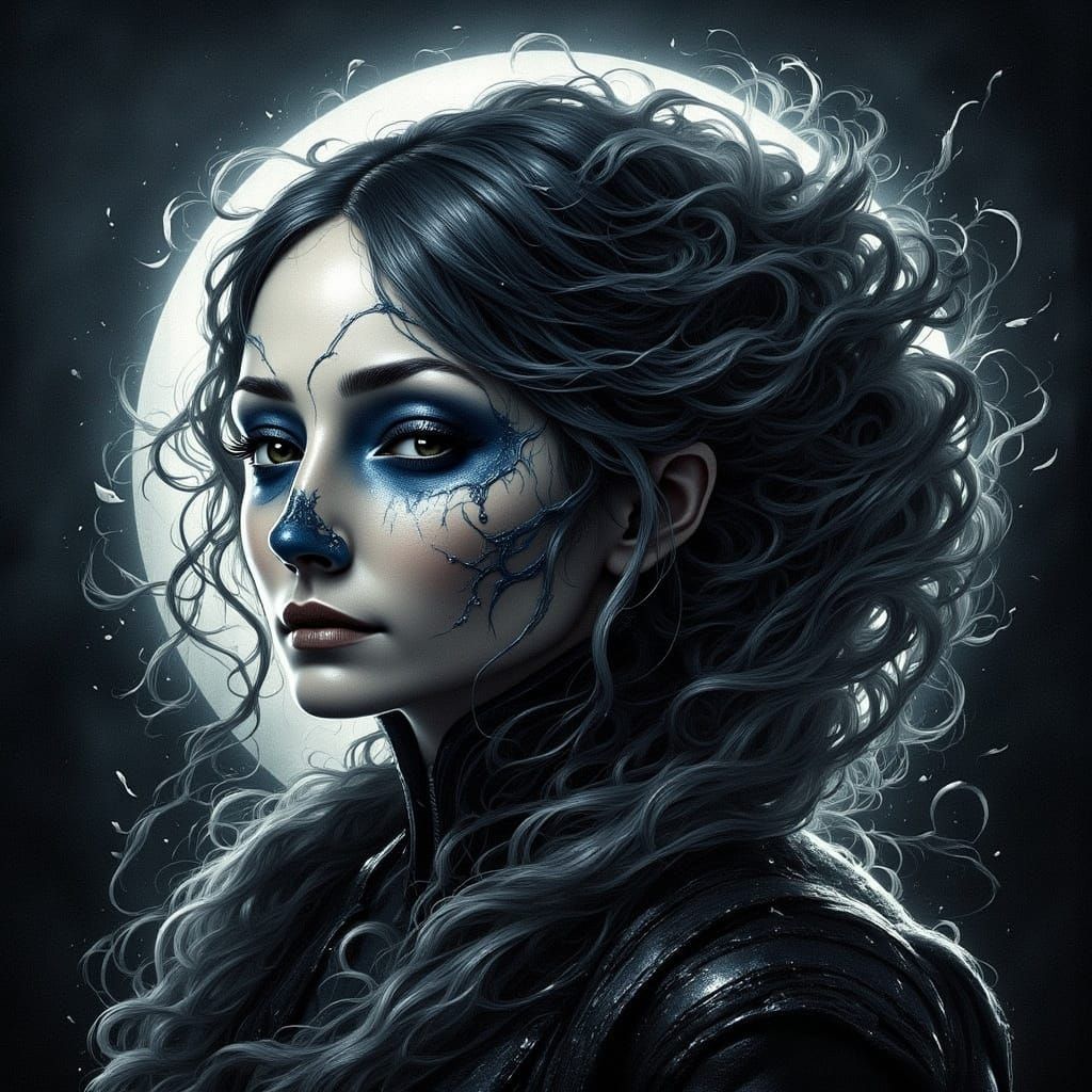 A Woman Standing in a Field of Light Under a Celestial Sky