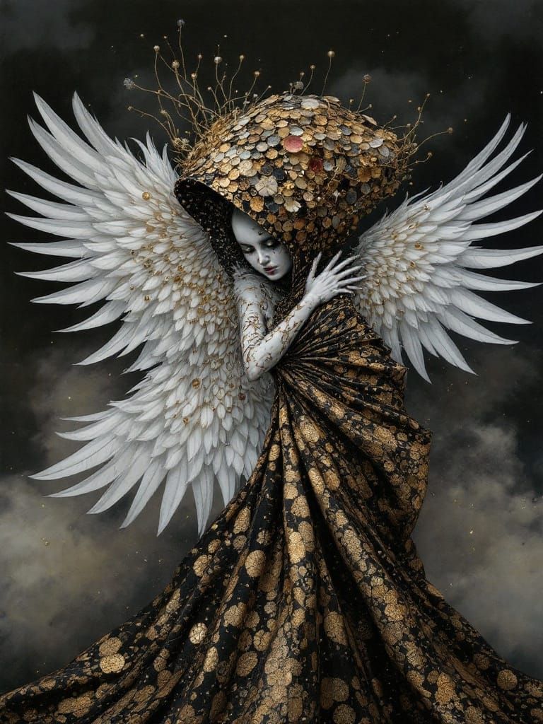 Surreal Feathered Figures Dancing in Anticipation