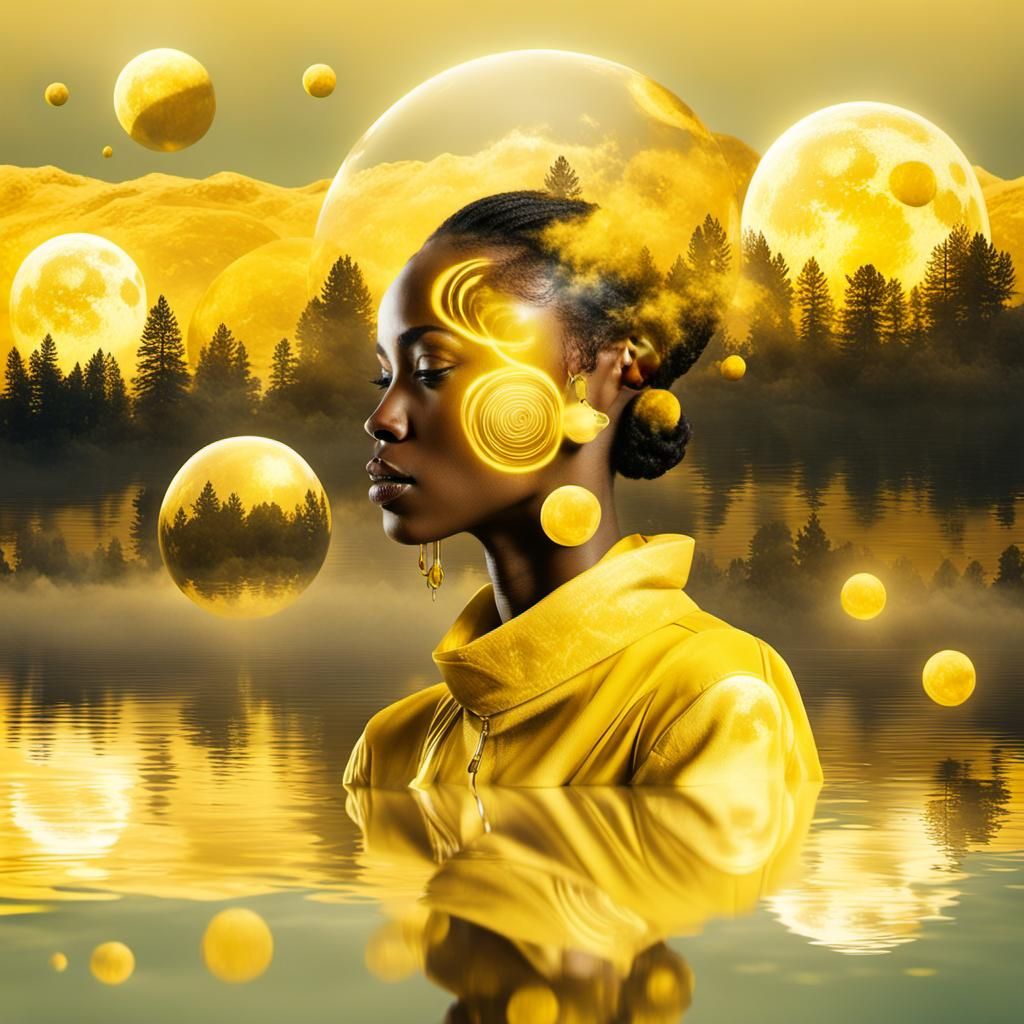 Double Exposure Portrait with Alien Landscape