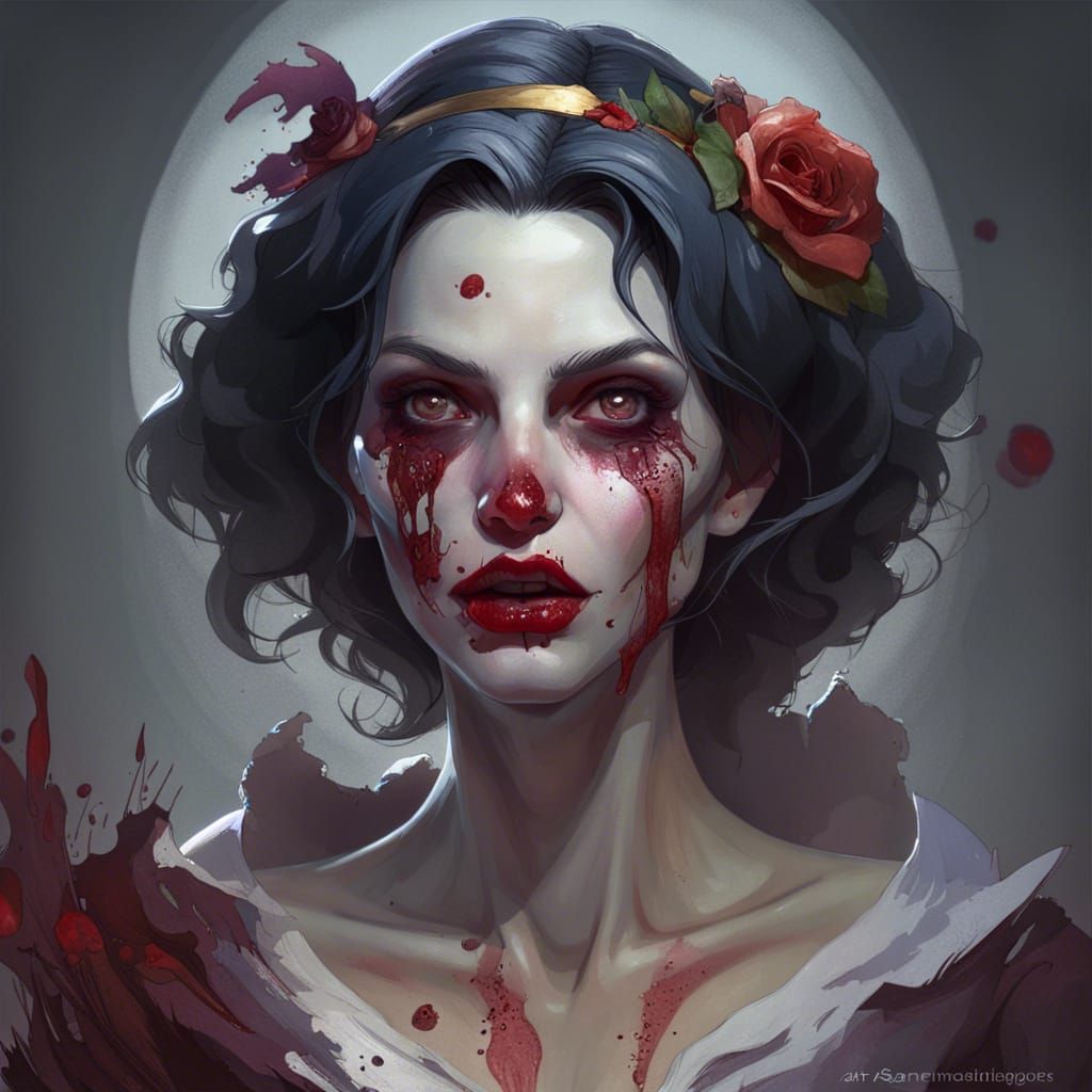 Zombie Snow White Portrait in Artgerm Style