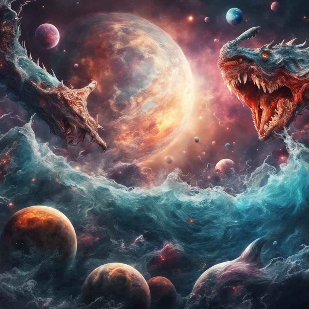 Hyperrealistic Ocean Monsters in Space, Splash Art