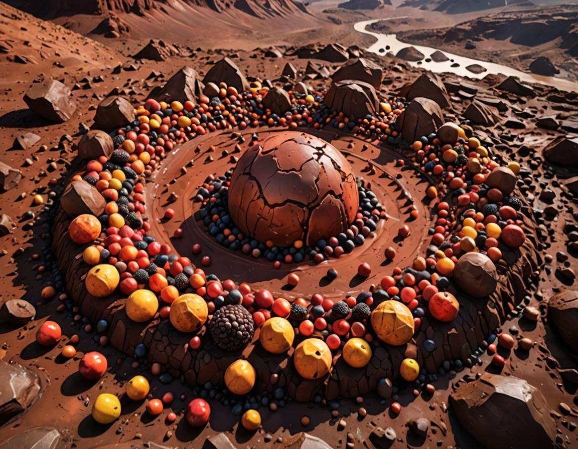 Planet Mars Made of Fruit and Chocolate