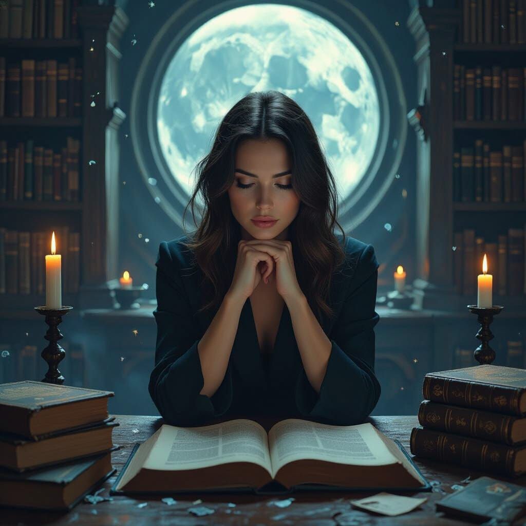 Woman Contemplates Morality with Atmospheric Lighting