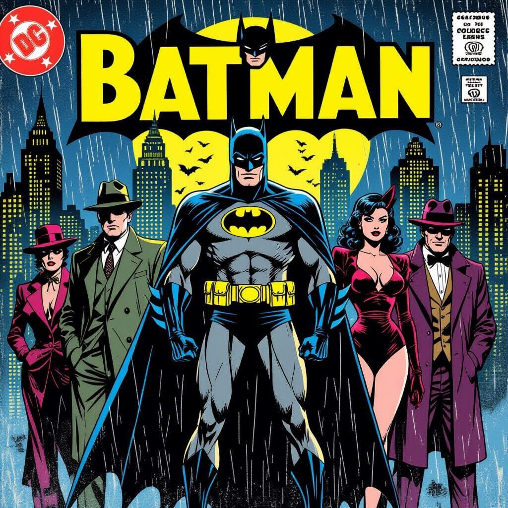 Gritty Noir Batman Comic Cover in 1980s Style