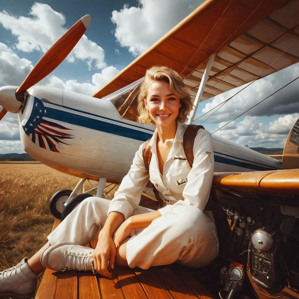 Female Pilot Portrait in Golden Hour Lighting