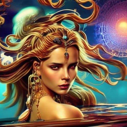 Aquarius Woman Digital Art Portrait