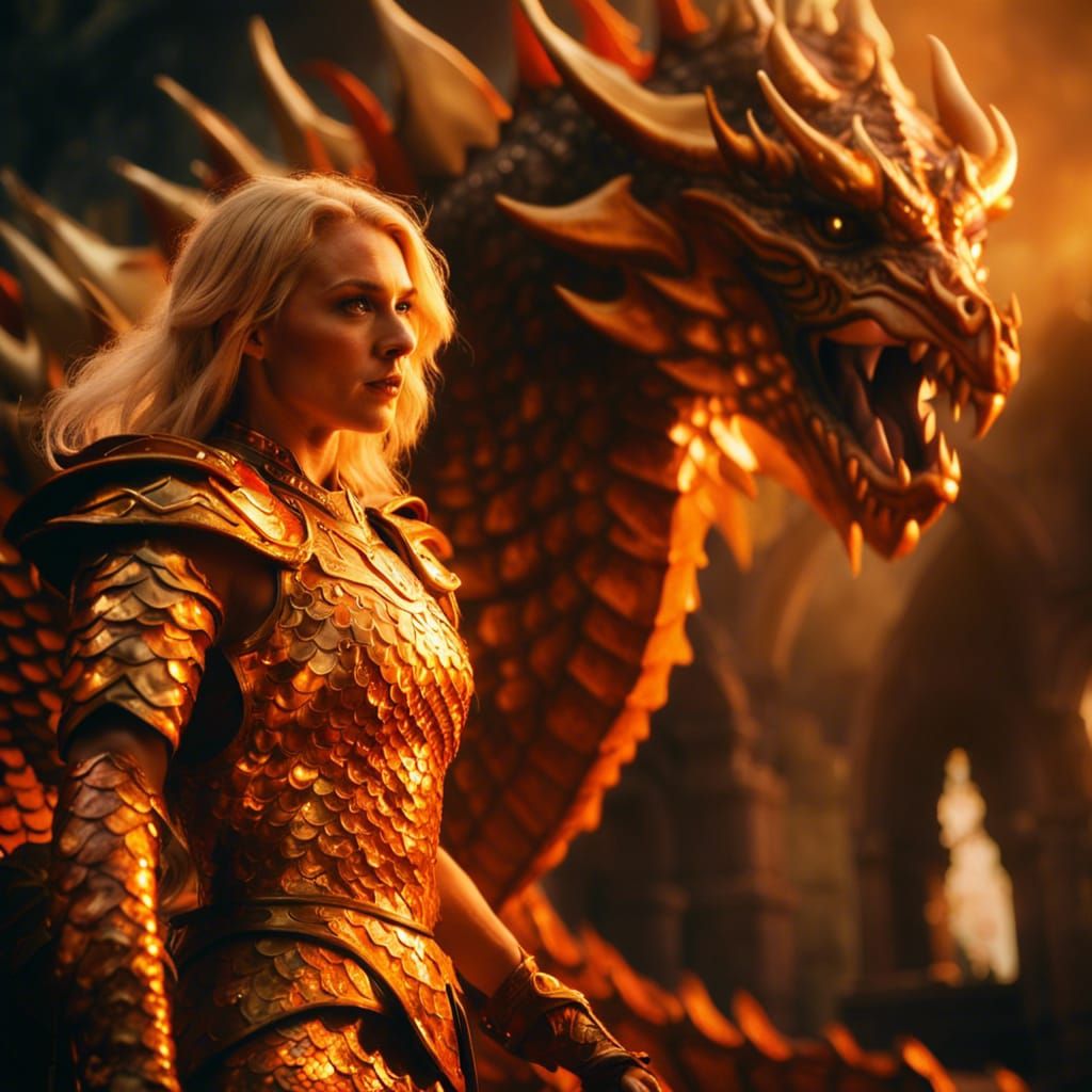 Fiery Dragon Rider in Cinematic Film Still