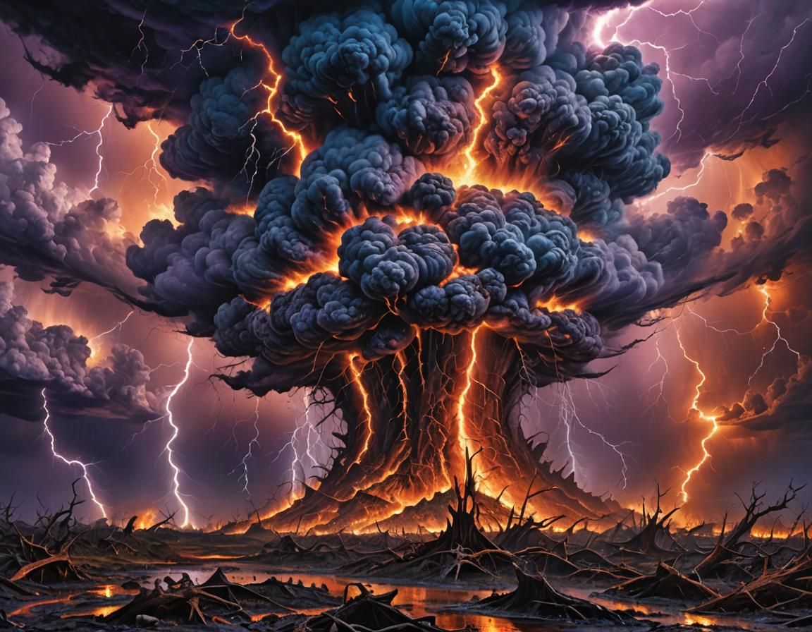 Surreal Geostorm with Lightning and Tornadoes