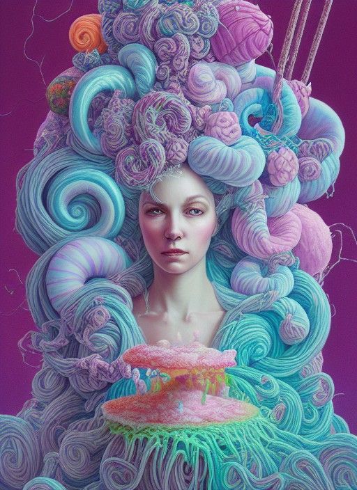 Queen of Sweets: Detailed Portrait in Pastel Colors