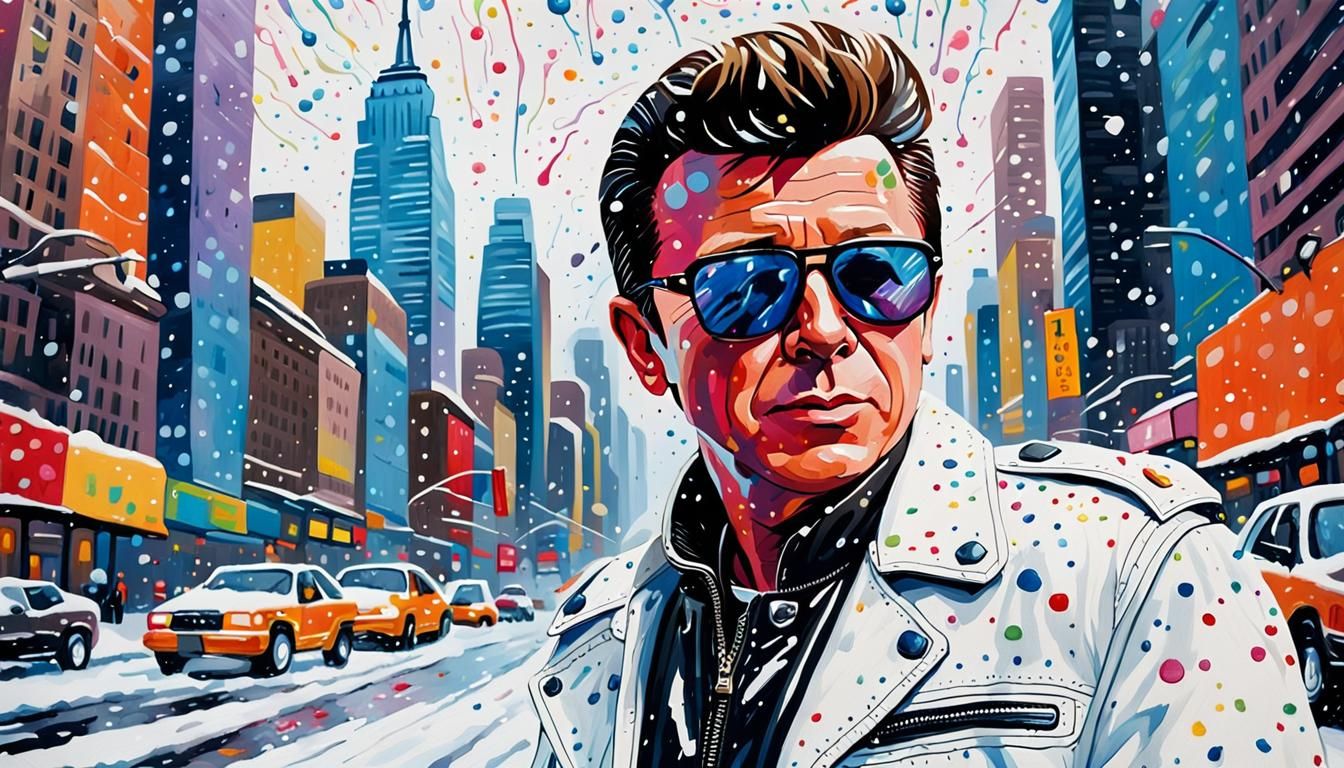Rick Astley Portrait in Pop Art Watercolor Style