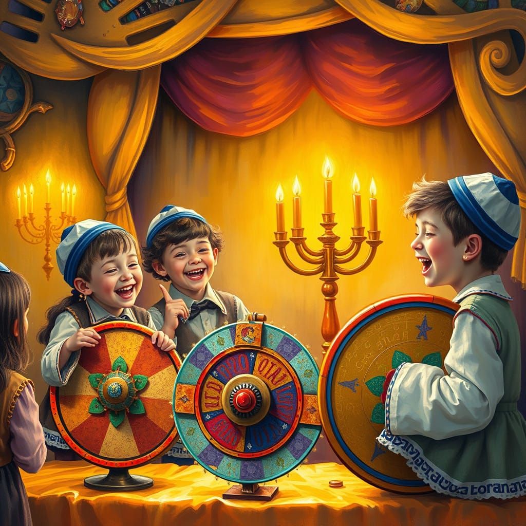 Joyful Children Celebrate Hanukkah in Vibrant, Imaginative R...