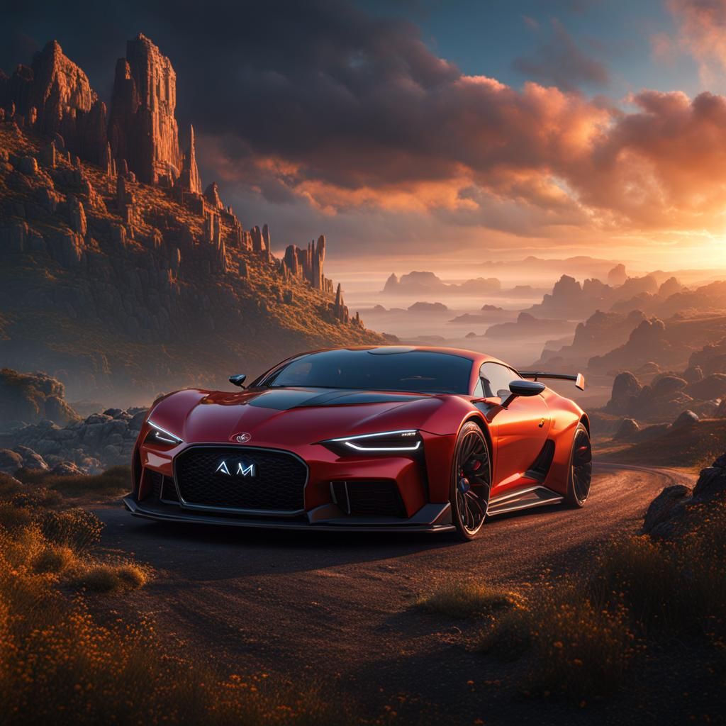 Detailed Matte Painting of A.M. Car Logo