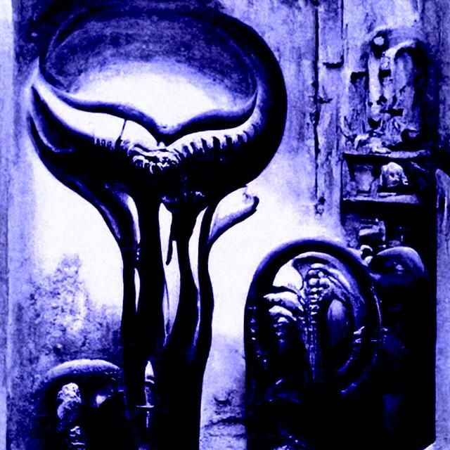 Biomechanical Mushroom in Giger Style Landscape