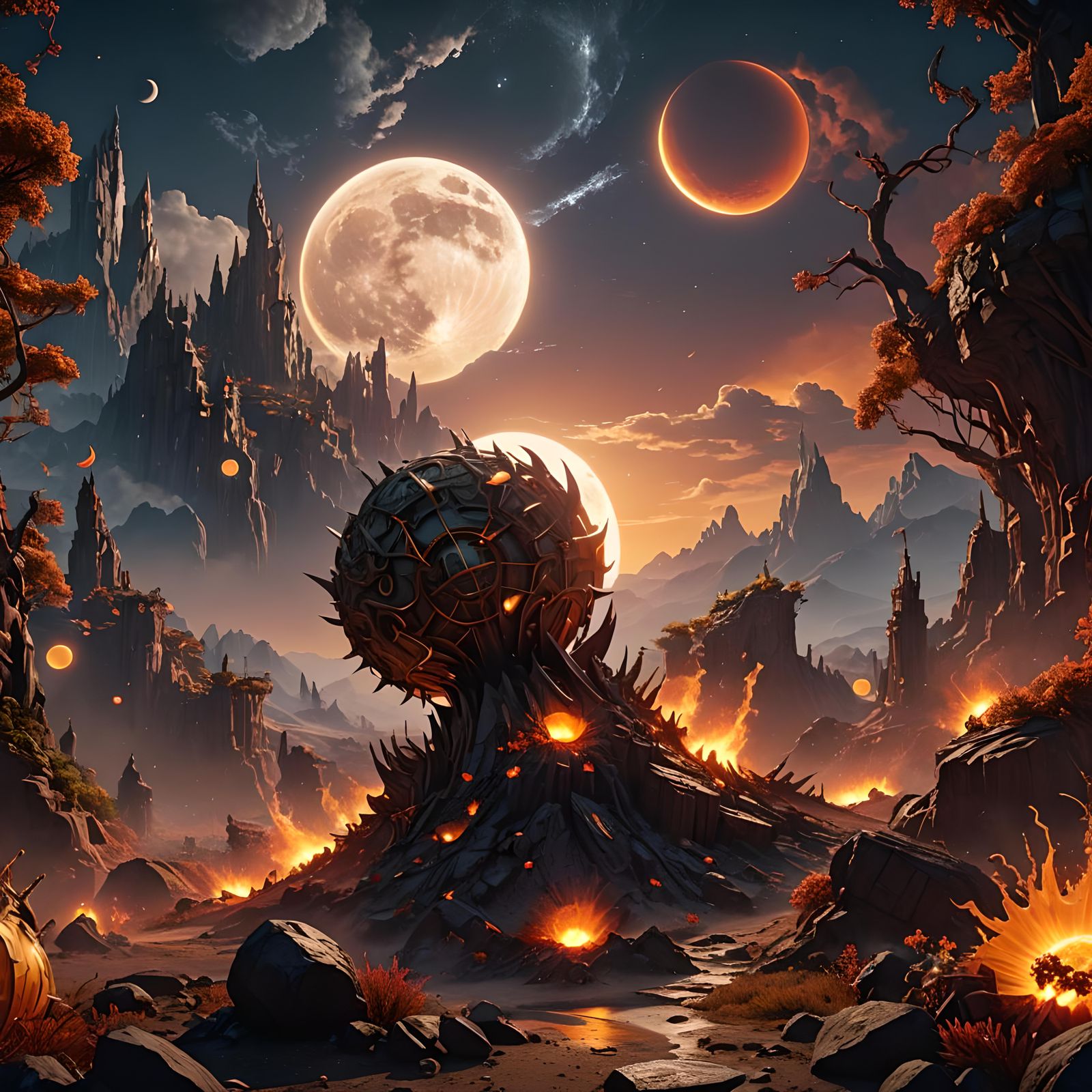 Sun Laughing on Moon: Fantasy Concept Art