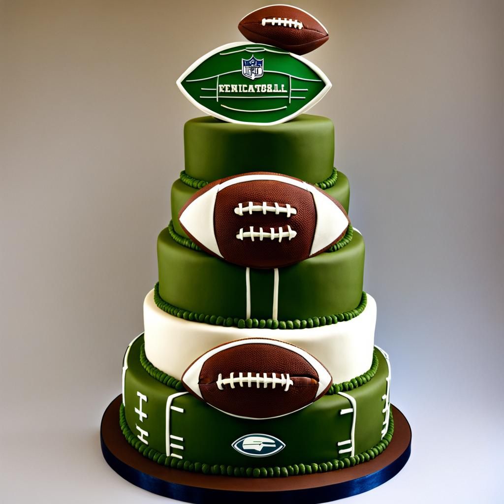 Elaborate Three-Tier American Football Cake