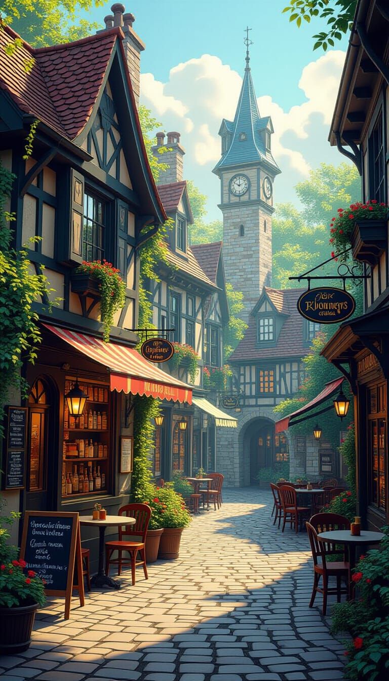 Secret Town of Vampire Hunter D in Art Nouveau Style