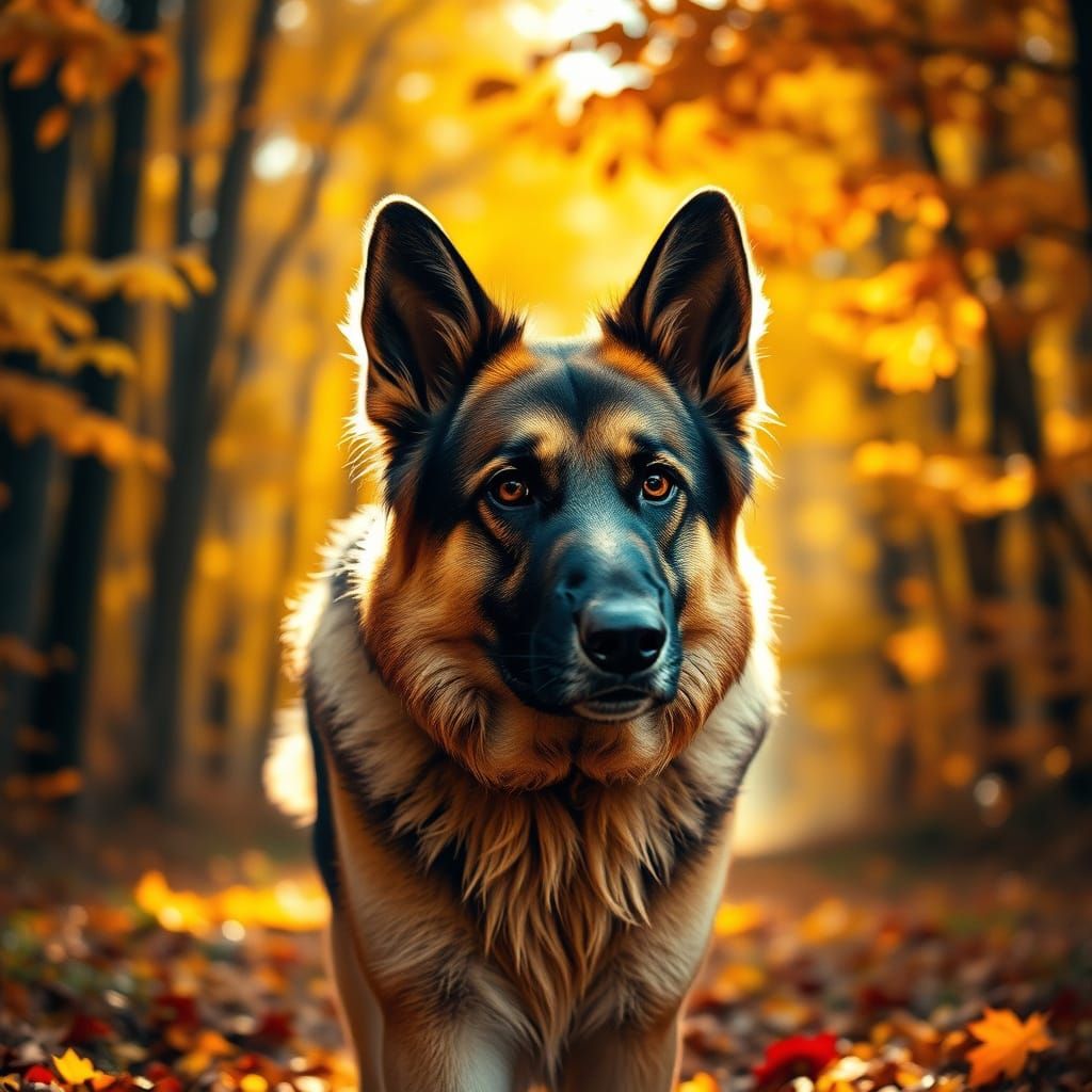 Majestic German Shepherd in Autumn Splendor