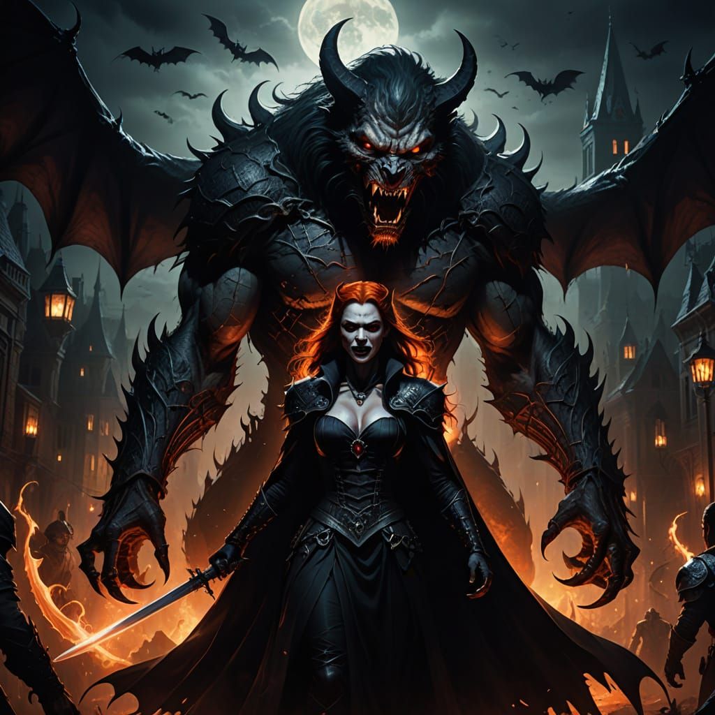 Vampire Queen Battles Werewolf King in Dark Fantasy