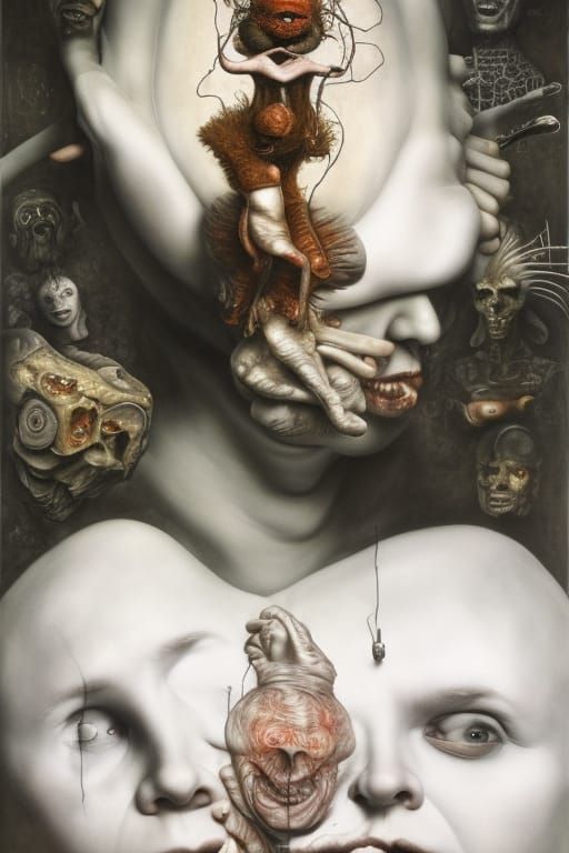 Surreal Chicken Plucking in Hyperrealistic Style