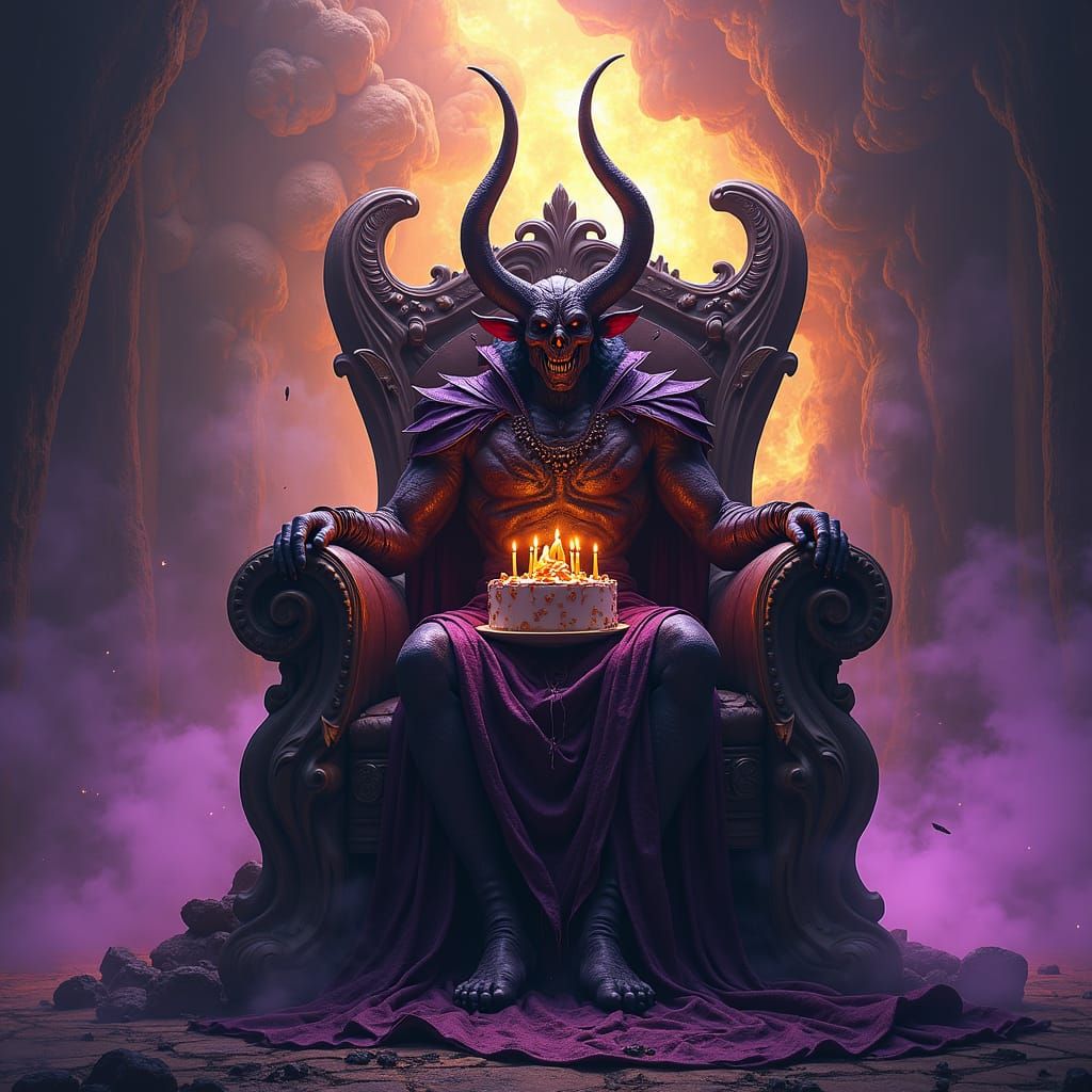 Demonic King's Birthday in Hellish Art Nouveau