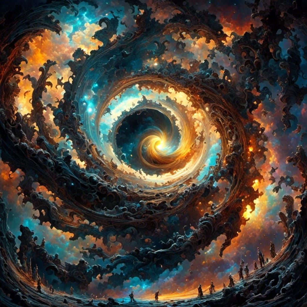 Cosmic Spiral Descending into a Black Hole