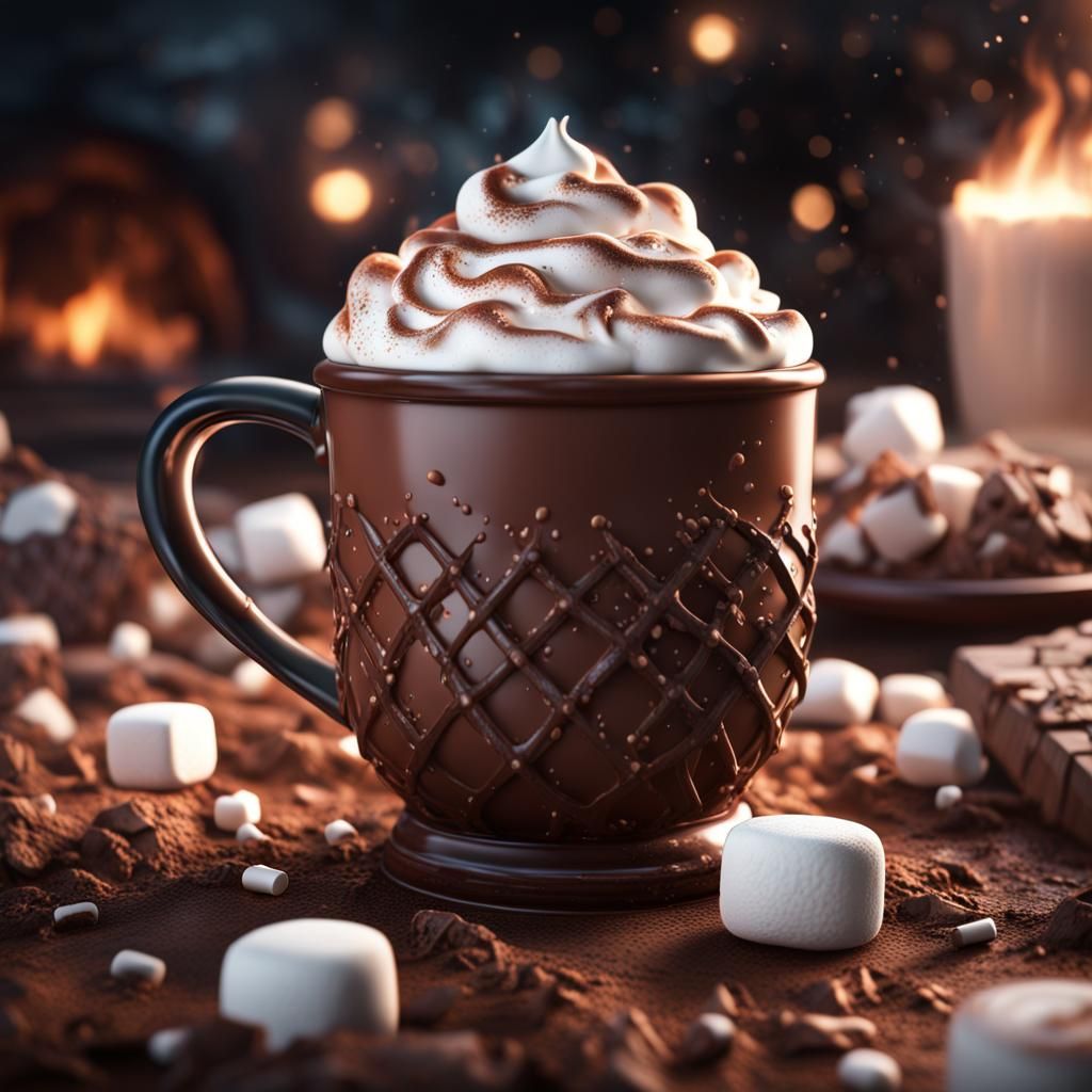 Hot Chocolate with Whipped Cream: Matte Painting