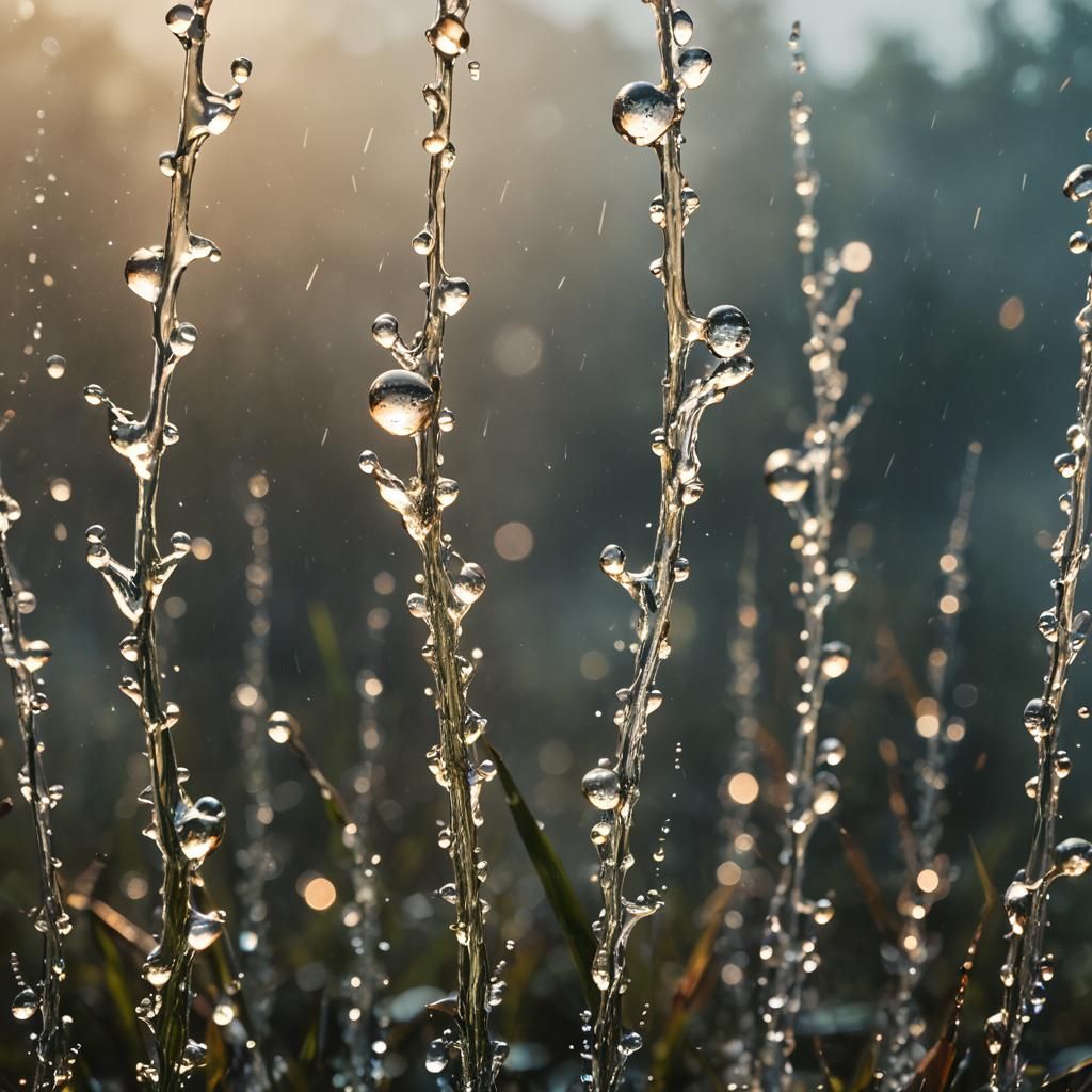 Macro Water Splashes in Golden Hour Light