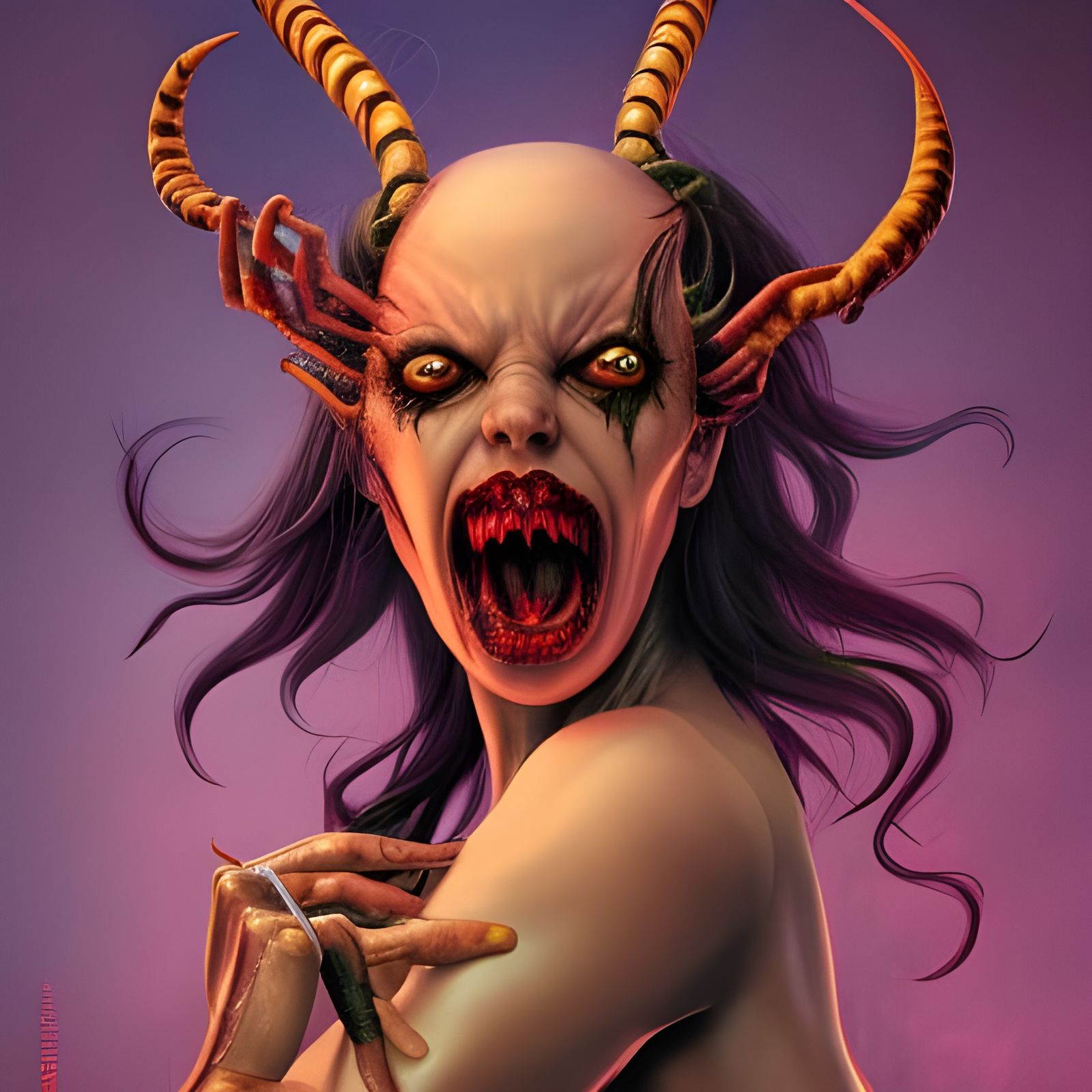 Vicious Demoness Portrait with Pincers