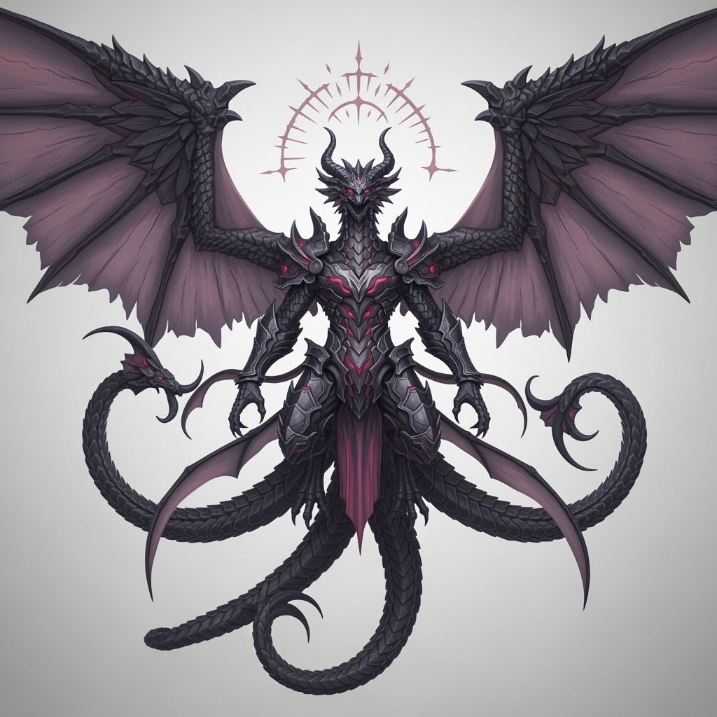 Cosmic Dragon Demon with Angelic Wings in 3D Anime Style