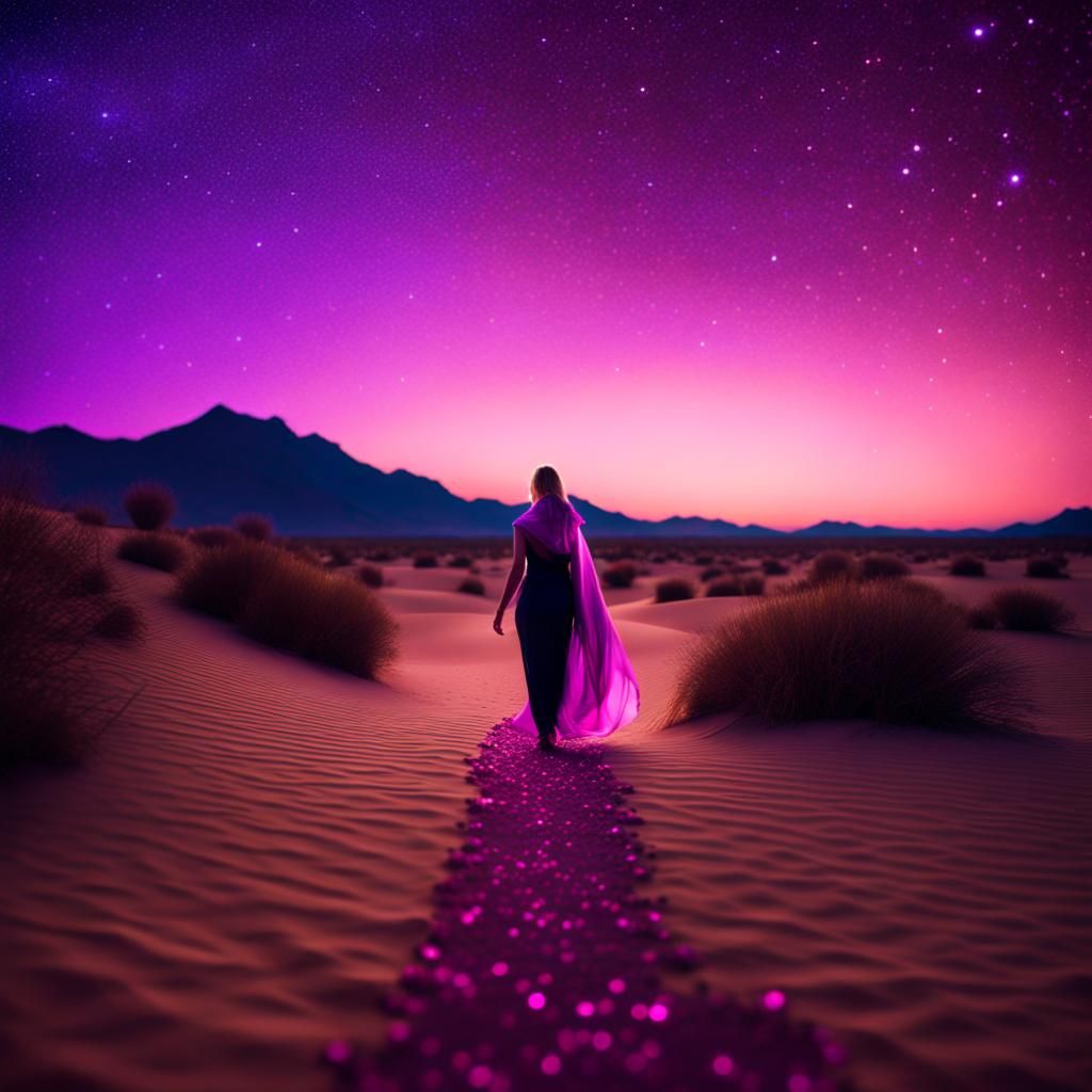 Fantasy Desert Night Sky Portrait in 4K
