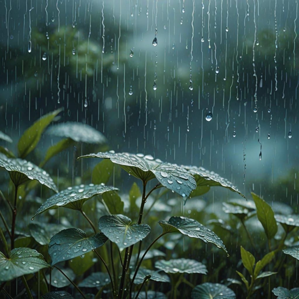 Surreal Rain on Earth: Dreamlike Digital Painting