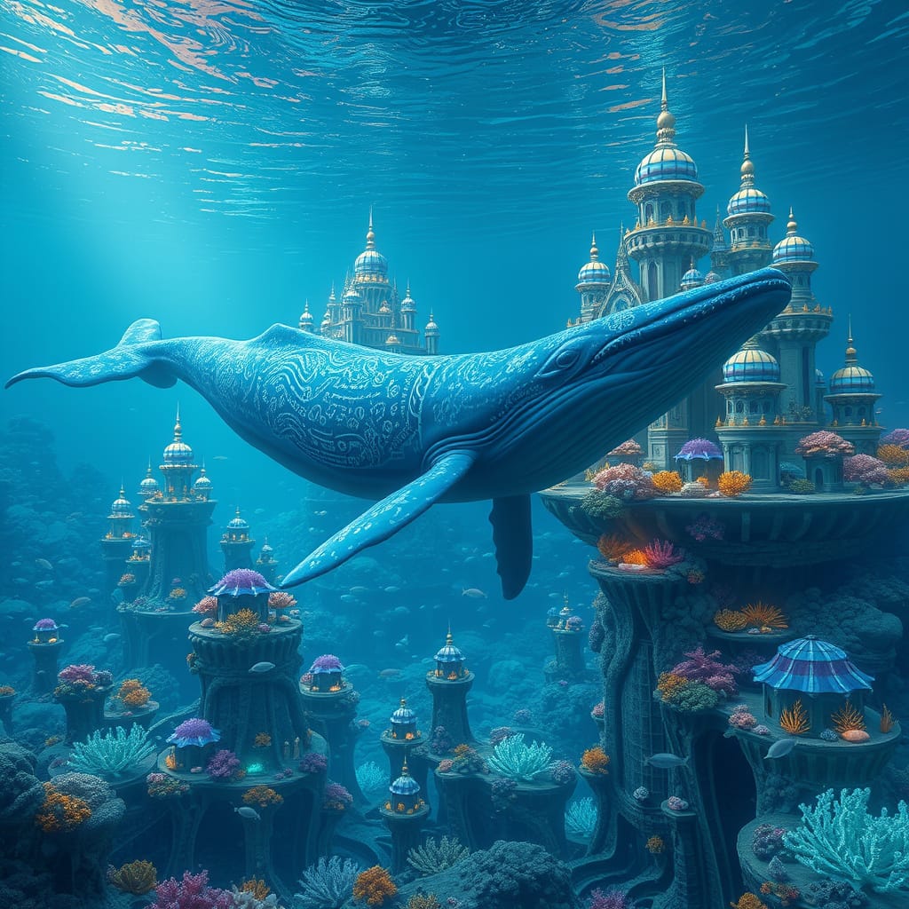 Blue Whale Utopia in a Vibrant Ocean City