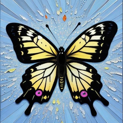 Pointillism Gemstone Mosaic: Butterfly Art