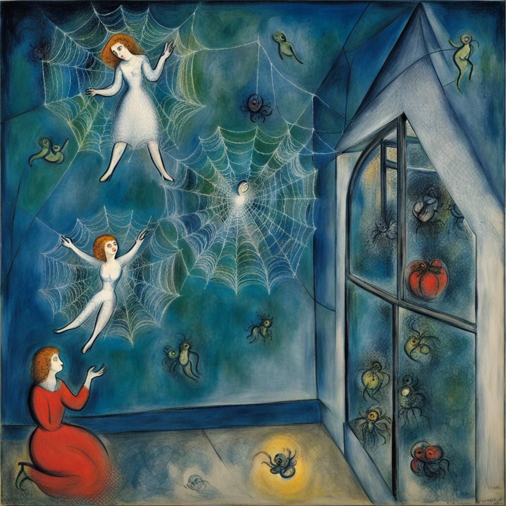Spiderwebs in Chagall Style