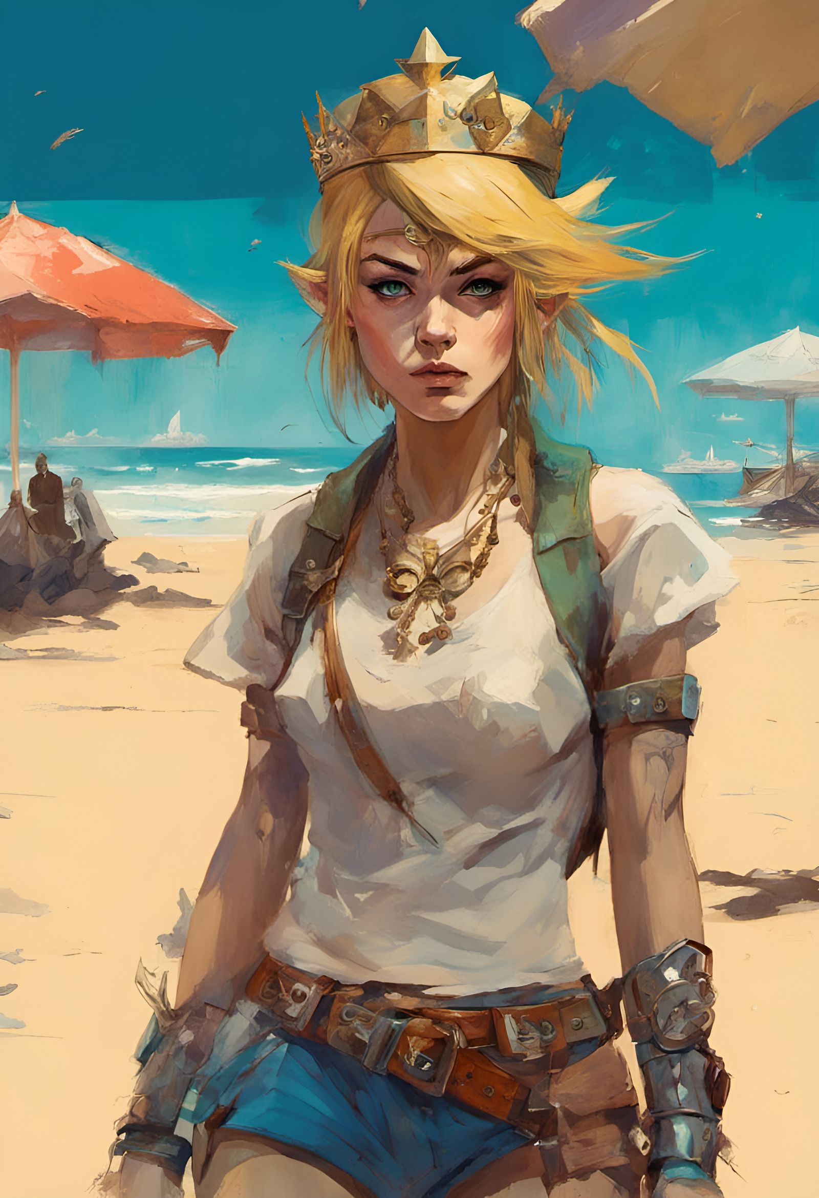 Punk Rock Princess Zelda in Beachside Rebellion