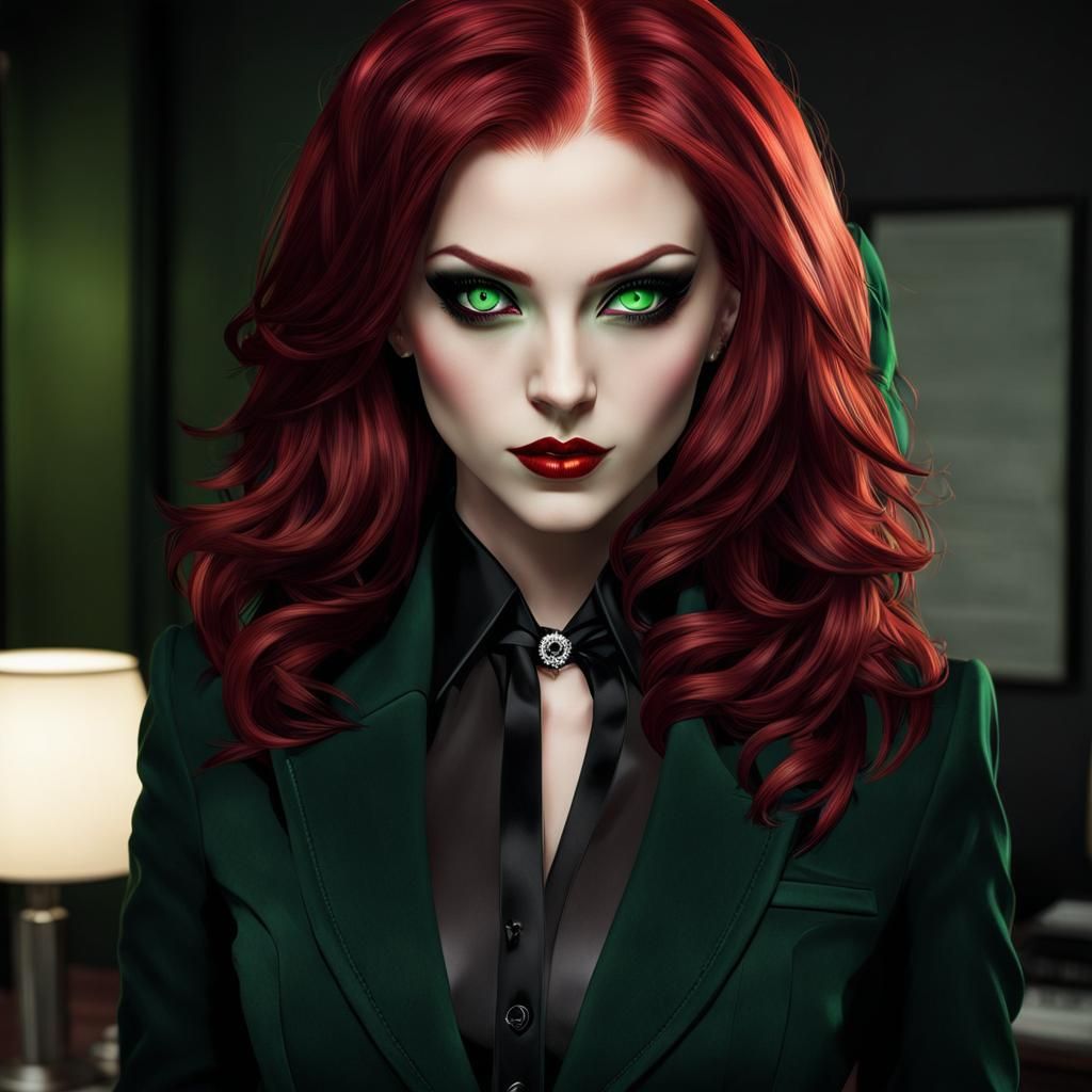 Female Vampire in Office Suit, Modern Gothic Style