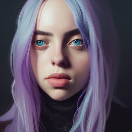 Billie Eilish Portrait in Art Nouveau Style