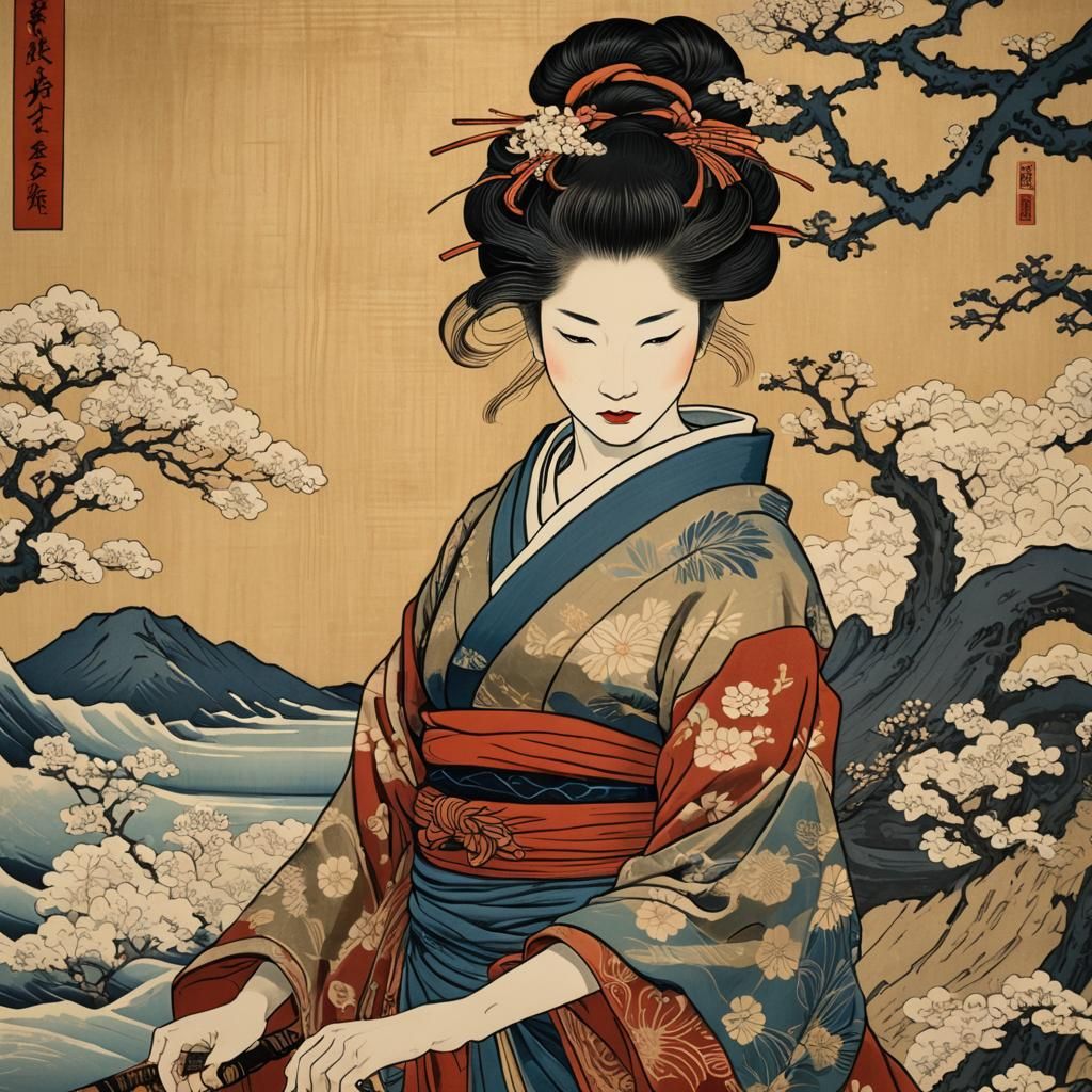 Pandora's Box in Ukiyo-e Style, Hokusai Inspiration