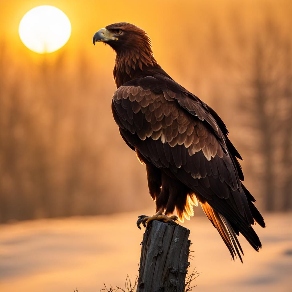 Golden Eagle Soaring at Sunrise